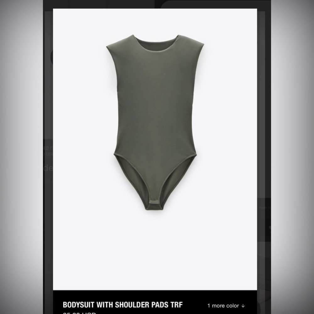Zara Bodysuit with Shoulder Pads / Sage Green / Medium